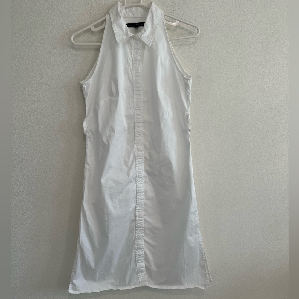 White House Black Market White Sleeveless Collared Midi Shirt Dress